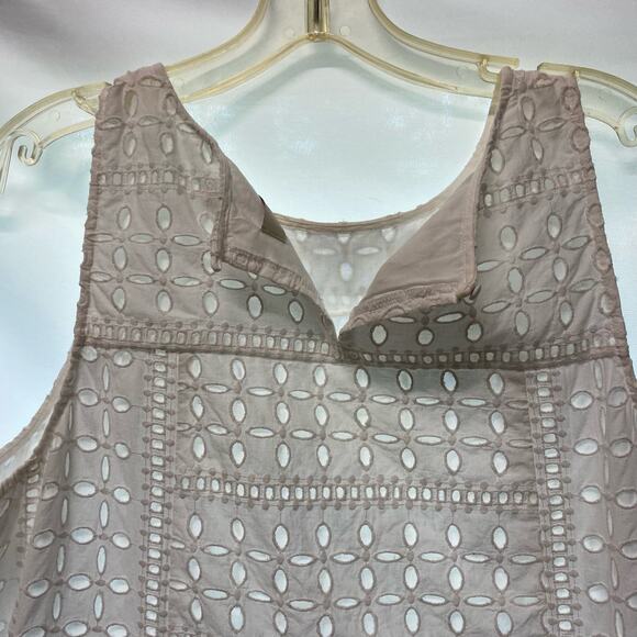 Loft Dress  Woman's 16P White Sleeveless Eyelet Lace with Liner  Side Zip - Picture 9 of 11